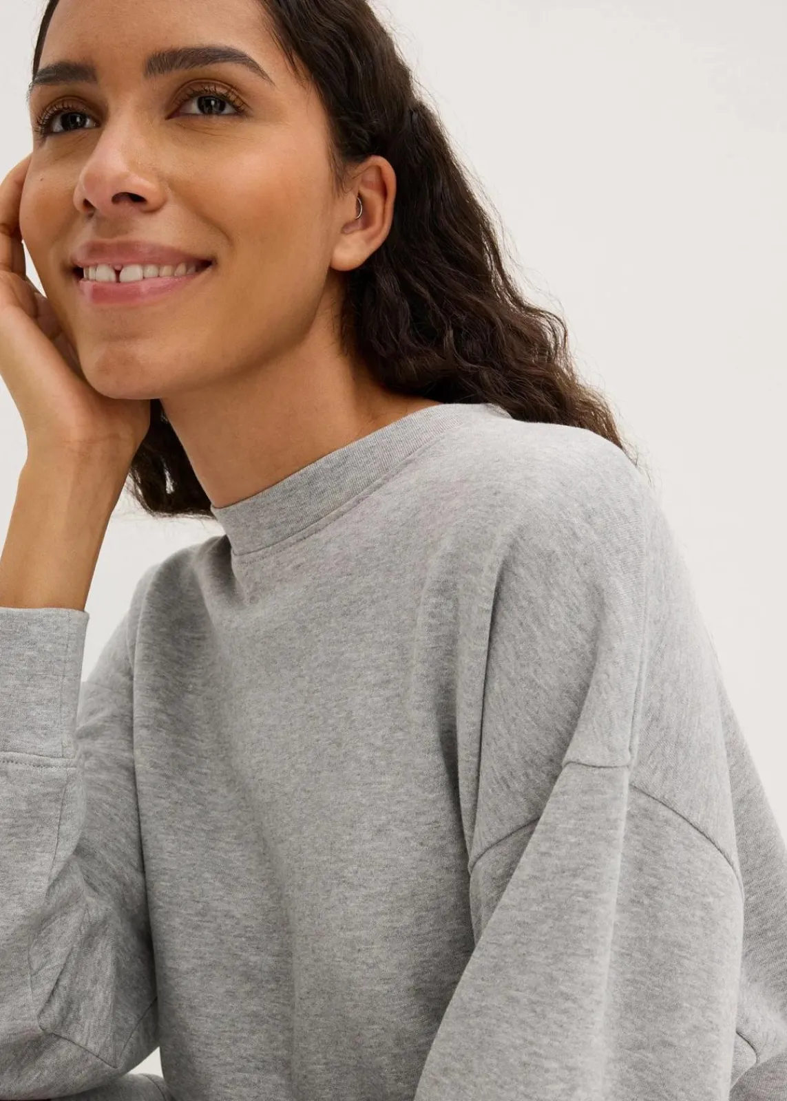 bonprix Kleider|Sweat^Oversized Sweatkleid hellgrau meliert