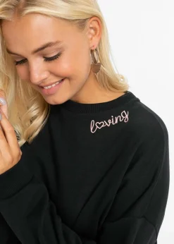 bonprix Bekleidung·Blusen & Tuniken|Bekleidung·Pullover & Strickjacken^Oversized Sweatkleid schwarz