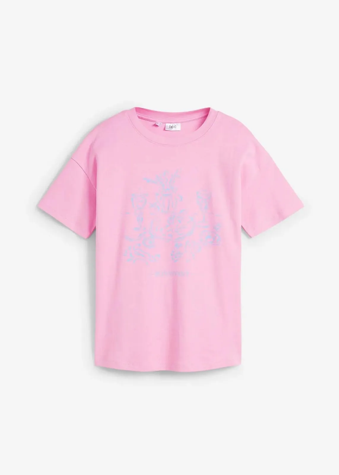 bonprix Nachhaltigere Materialien|Shirts & Tops^Oversized T-Shirt aus Bio-Baumwolle rosa/babyblau bedruckt