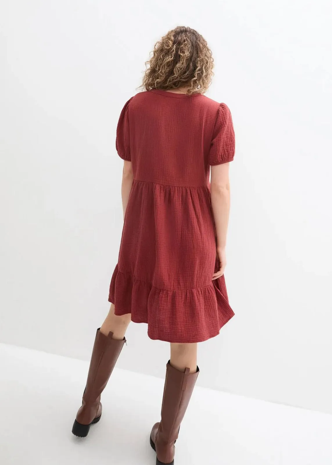 bonprix Kleider|Bekleidung·Pullover & Strickjacken^Oversized-Kleid aus Baumwoll-Musselin mandelbraun