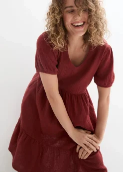 bonprix Kleider|Bekleidung·Pullover & Strickjacken^Oversized-Kleid aus Baumwoll-Musselin mandelbraun