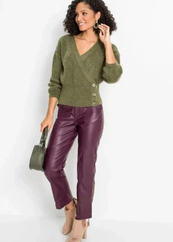 bonprix Bekleidung·Umstandsmode|Bekleidung·Jeans^Oversized-Pullover in Wickeloptik oliv meliert