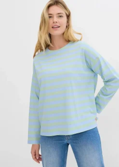bonprix Shirts & Tops^Oversized-Shirt aus reiner Baumwolle hellblau/hellschilf gestreift