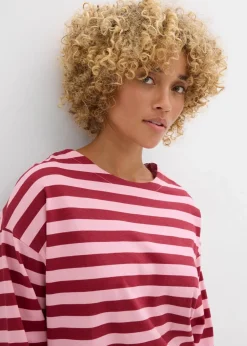 bonprix Shirts & Tops^Oversized-Shirt aus reiner Baumwolle pflaumenrot/rauchorchidee gestreift