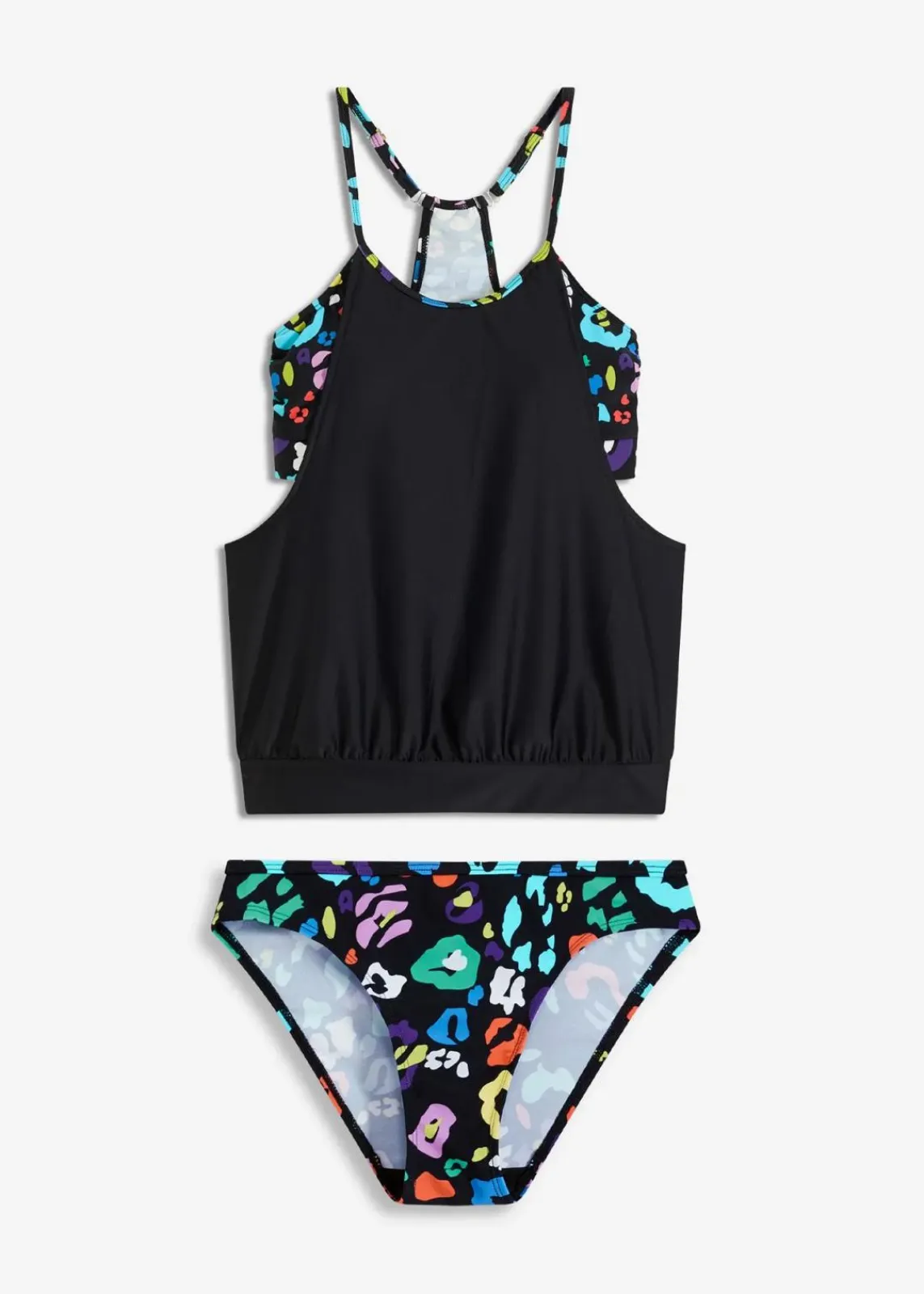 bonprix Nachhaltigere Materialien|Tankinis^Oversized-Tankini (2-tlg.Set) schwarz/bunt graphisch