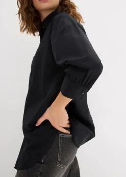 bonprix Blusen & Tuniken|Bekleidung·Jacken & Mäntel^Oversize-Hemd aus Baumwolle mit 3/4 Arm schwarz