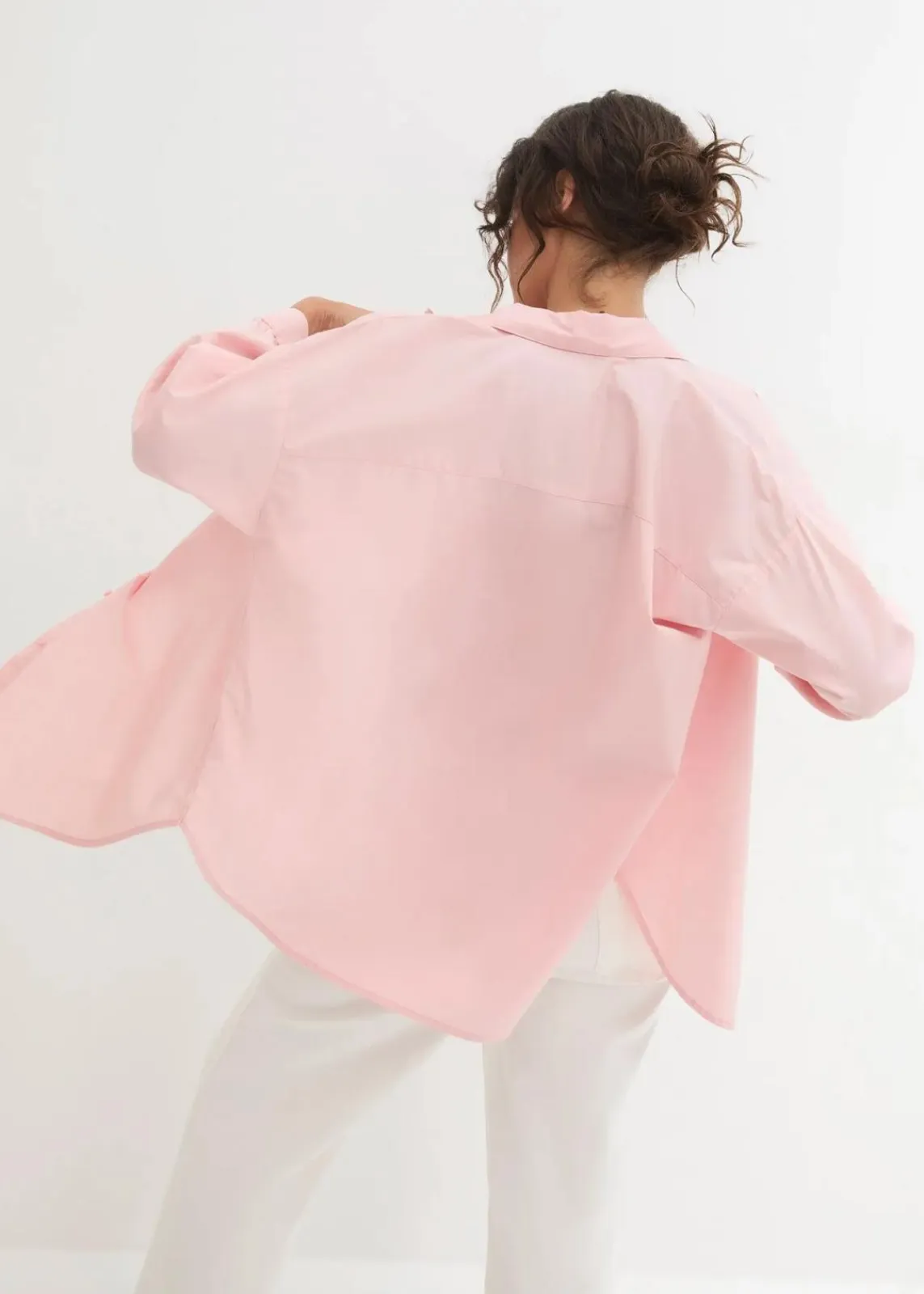 bonprix Blusen & Tuniken|Bekleidung·Jacken & Mäntel^Oversize-Hemd aus Baumwolle mit 3/4 Arm bonbonrosa