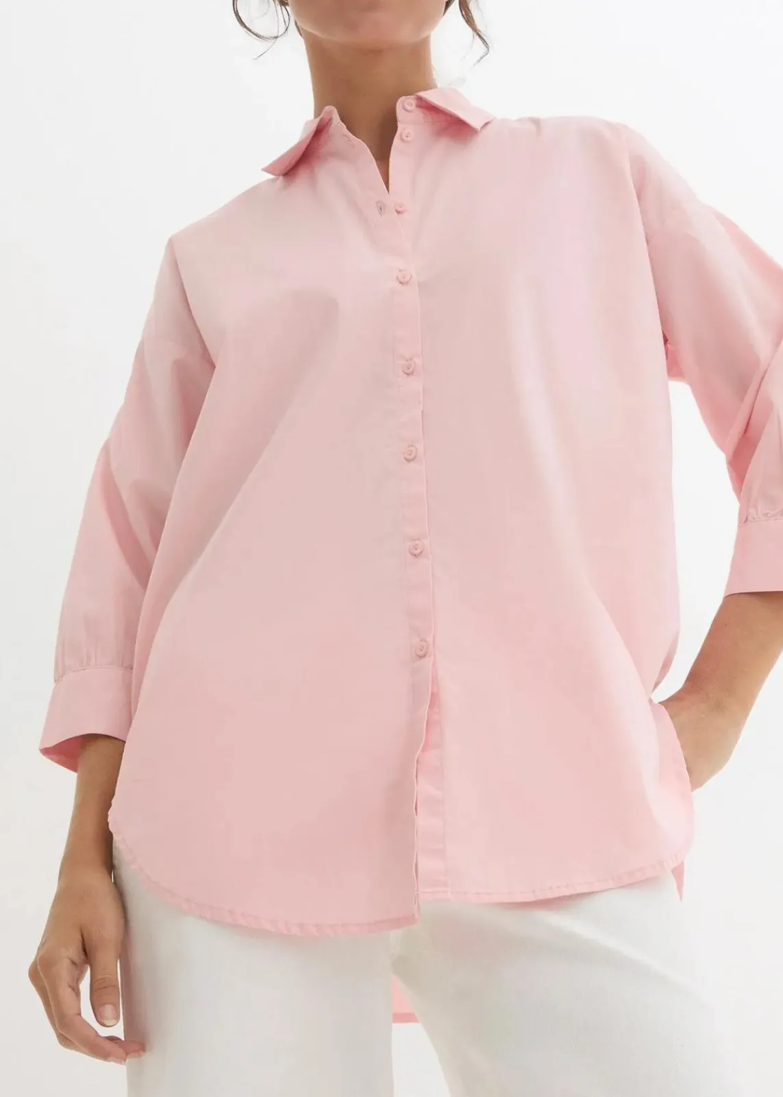 bonprix Blusen & Tuniken|Bekleidung·Jacken & Mäntel^Oversize-Hemd aus Baumwolle mit 3/4 Arm bonbonrosa
