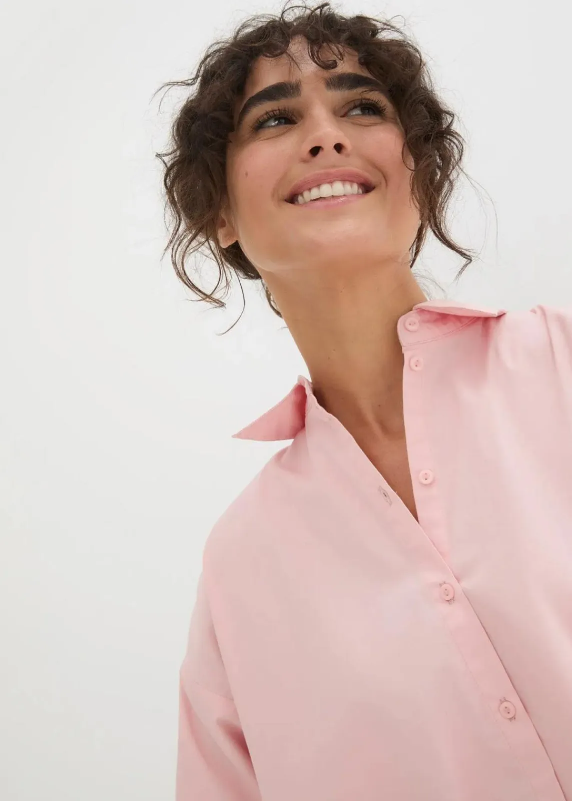 bonprix Blusen & Tuniken|Bekleidung·Jacken & Mäntel^Oversize-Hemd aus Baumwolle mit 3/4 Arm bonbonrosa