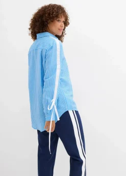 bonprix Bekleidung·Jacken & Mäntel|Nachhaltigere Materialien^Oversize-Hemd aus reiner Bio-Baumwolle mittelblau/weiß gestreift