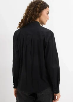 bonprix Blusen & Tuniken|Bekleidung·Jacken & Mäntel^Oversize-Hemd mit Kontrast Tasche schwarz leo bedruckt