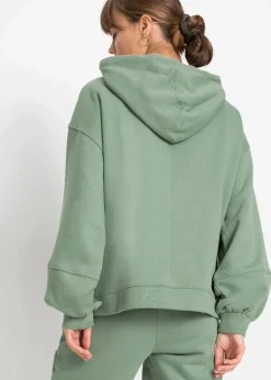 bonprix Bekleidung·Blusen & Tuniken|Sweat^Oversize-Kapuzen-Sweatshirt aus weichem Baumwoll-Mix rauchgrün