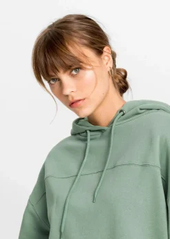 bonprix Bekleidung·Blusen & Tuniken|Sweat^Oversize-Kapuzen-Sweatshirt aus weichem Baumwoll-Mix rauchgrün