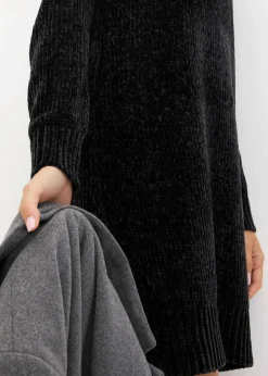 bonprix Bekleidung·Pullover & Strickjacken|Kleider^Oversize-Kleid in Strick schwarz