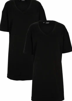 bonprix Bekleidung·Röcke|Bekleidung·Pullover & Strickjacken^Oversize-Kleid mit aus reiner Baumwolle (2er Pack) schwarz