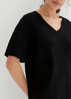 bonprix Bekleidung·Röcke|Bekleidung·Pullover & Strickjacken^Oversize-Kleid mit aus reiner Baumwolle (2er Pack) schwarz