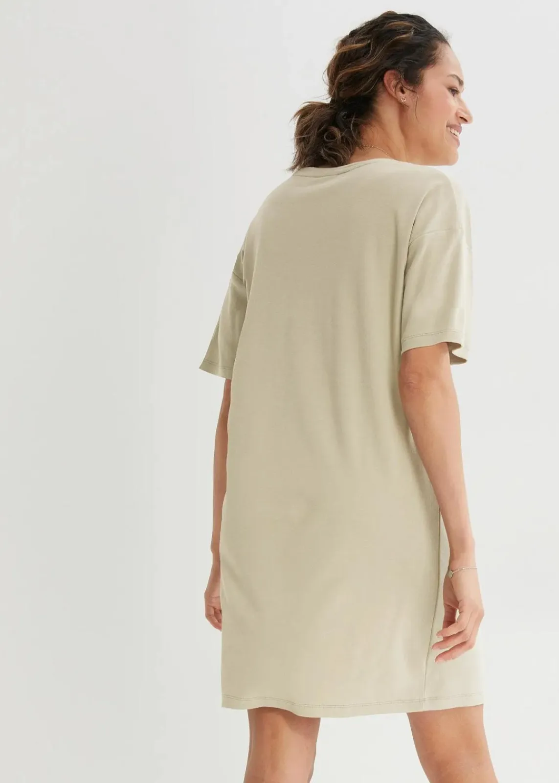 bonprix Kleider|Basics^Oversize-Kleid mit aus reiner Baumwolle (2er Pack) dunkelblau+seegras