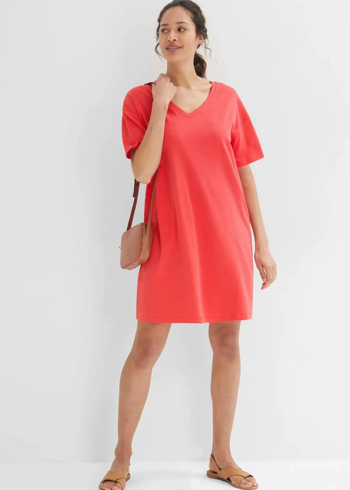 bonprix Kleider|Basics^Oversize-Kleid mit aus reiner Baumwolle (2er Pack) hibiskuspink+schwarz