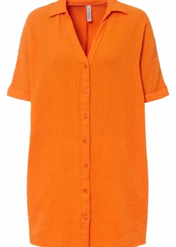 bonprix Blusen & Tuniken|Bekleidung·Jacken & Mäntel^Oversize-Longbluse aus softem Musselin kürbisorange