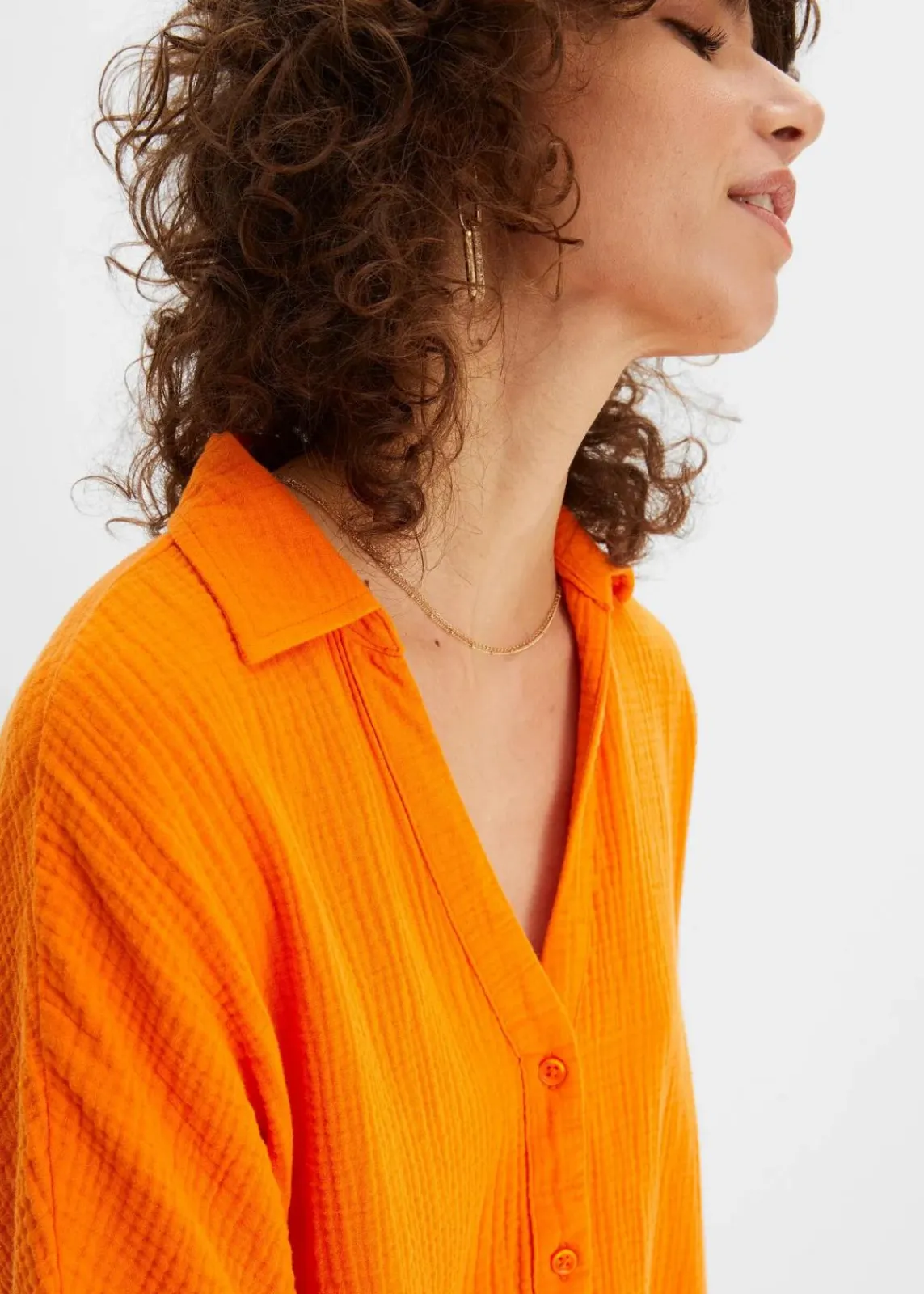 bonprix Blusen & Tuniken|Bekleidung·Jacken & Mäntel^Oversize-Longbluse aus softem Musselin kürbisorange