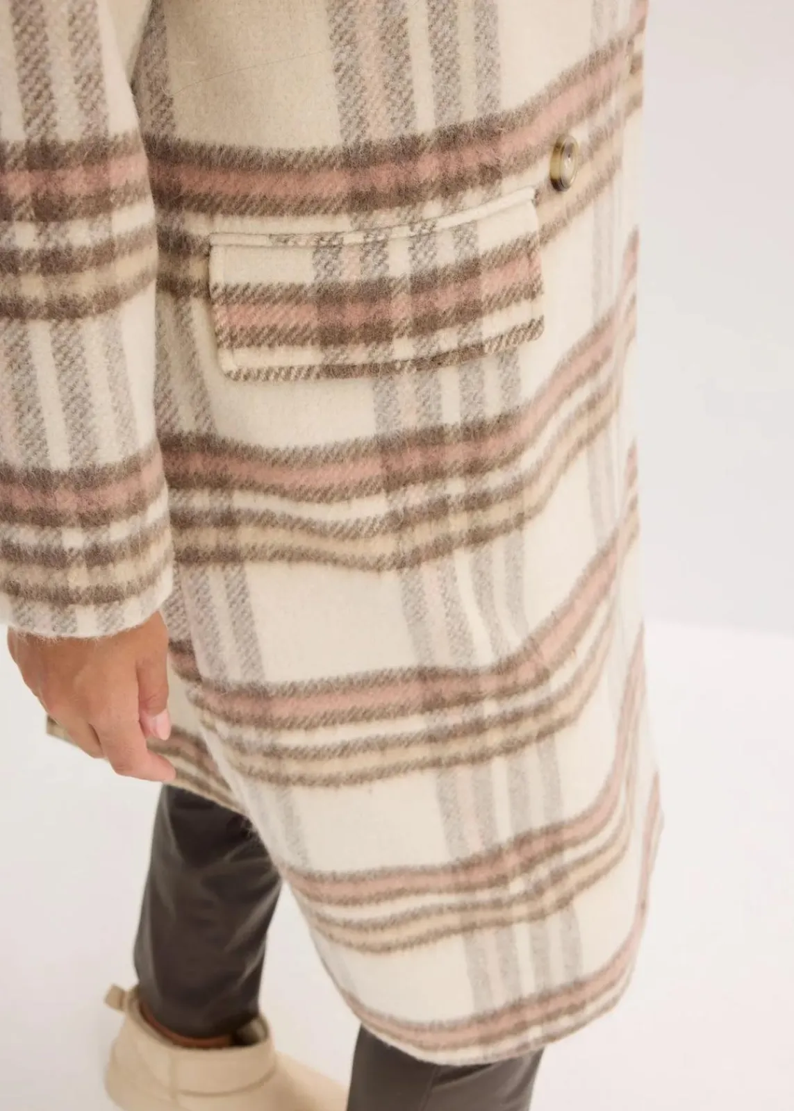 bonprix Jacken & Mäntel^Oversize-Mantel aus weichem Woll-Mix creme kariert