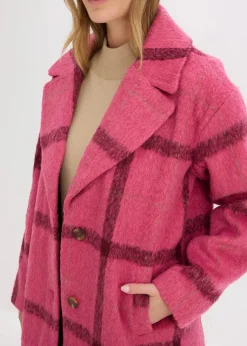 bonprix Bekleidung·Hosen|Jacken & Mäntel^Oversize-Mantel in Wolloptik pink/bordeaux kariert