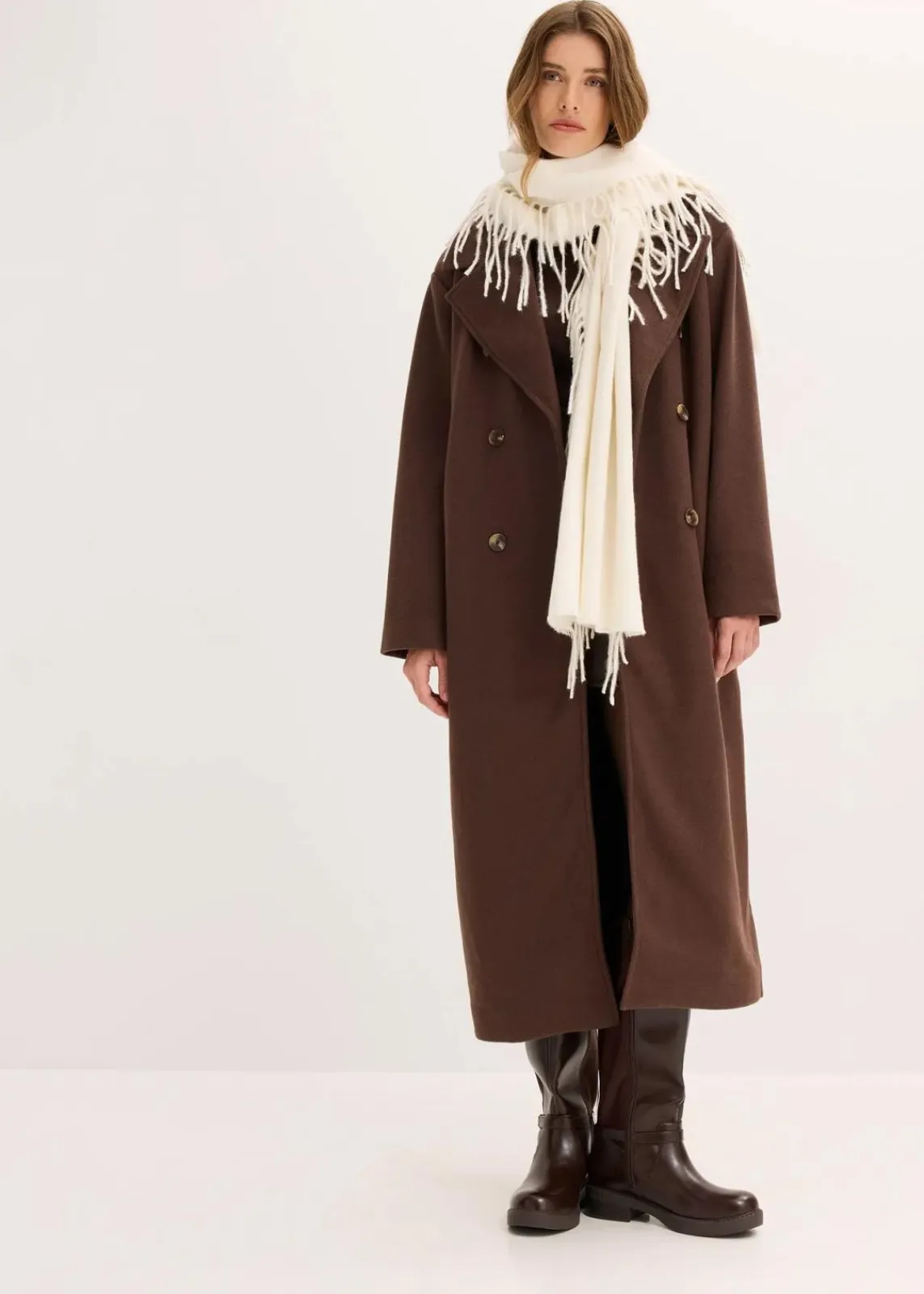 bonprix Jacken & Mäntel|Bekleidung·Hosen^Oversize-Mantel in Wolloptik dunkelbraun