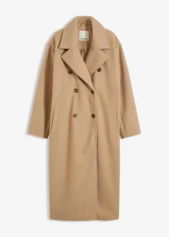 bonprix Bekleidung·Hosen|Jacken & Mäntel^Oversize-Mantel in Wolloptik hellkhaki meliert
