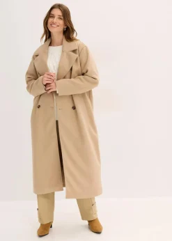 bonprix Bekleidung·Hosen|Jacken & Mäntel^Oversize-Mantel in Wolloptik hellkhaki meliert
