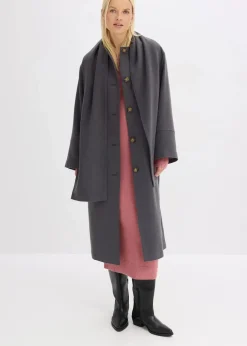 bonprix Bekleidung·Hosen|Jacken & Mäntel^Oversize-Mantel mit zwei dezenten Nahttaschen schiefergrau