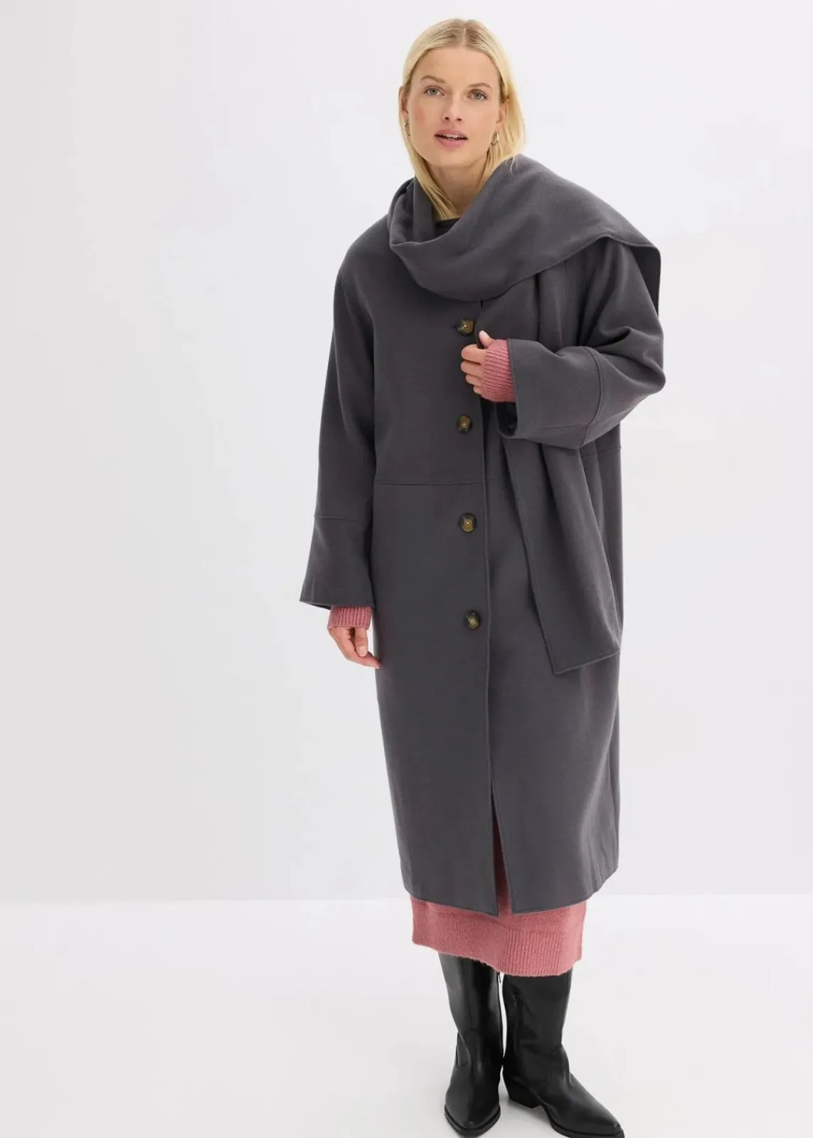 bonprix Bekleidung·Hosen|Jacken & Mäntel^Oversize-Mantel mit zwei dezenten Nahttaschen schiefergrau