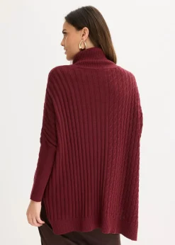bonprix Bekleidung·Umstandsmode|Strickmode^Oversize-Poncho Pullover ahornrot
