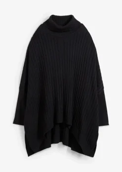 bonprix Bekleidung·Umstandsmode|Strickmode^Oversize-Poncho Pullover schwarz