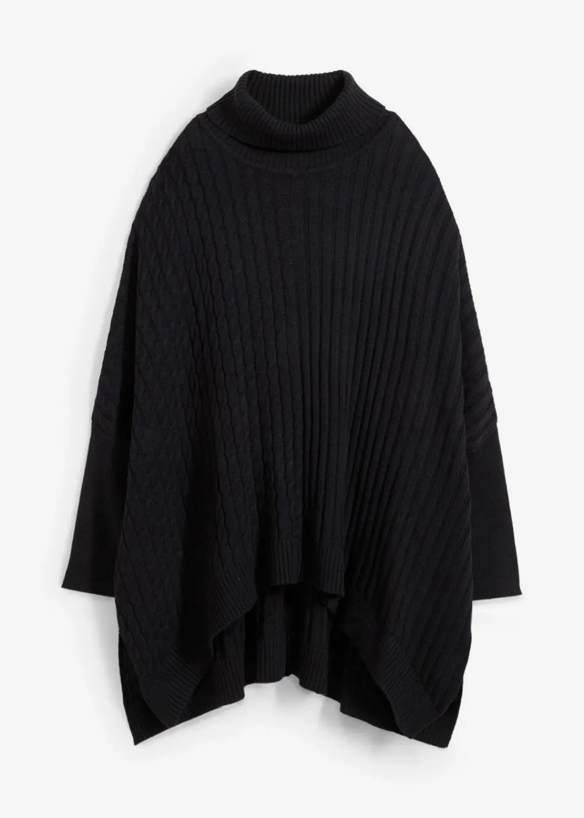 bonprix Bekleidung·Umstandsmode|Strickmode^Oversize-Poncho Pullover schwarz