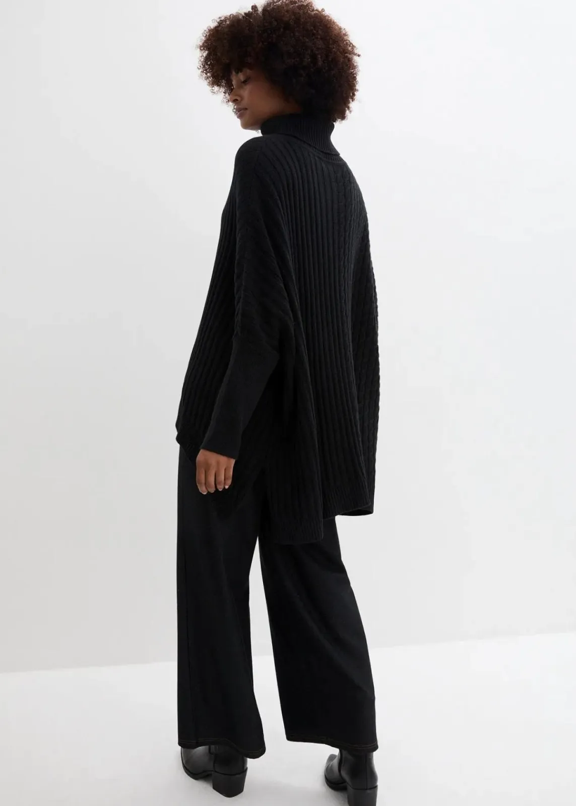 bonprix Bekleidung·Umstandsmode|Strickmode^Oversize-Poncho Pullover schwarz