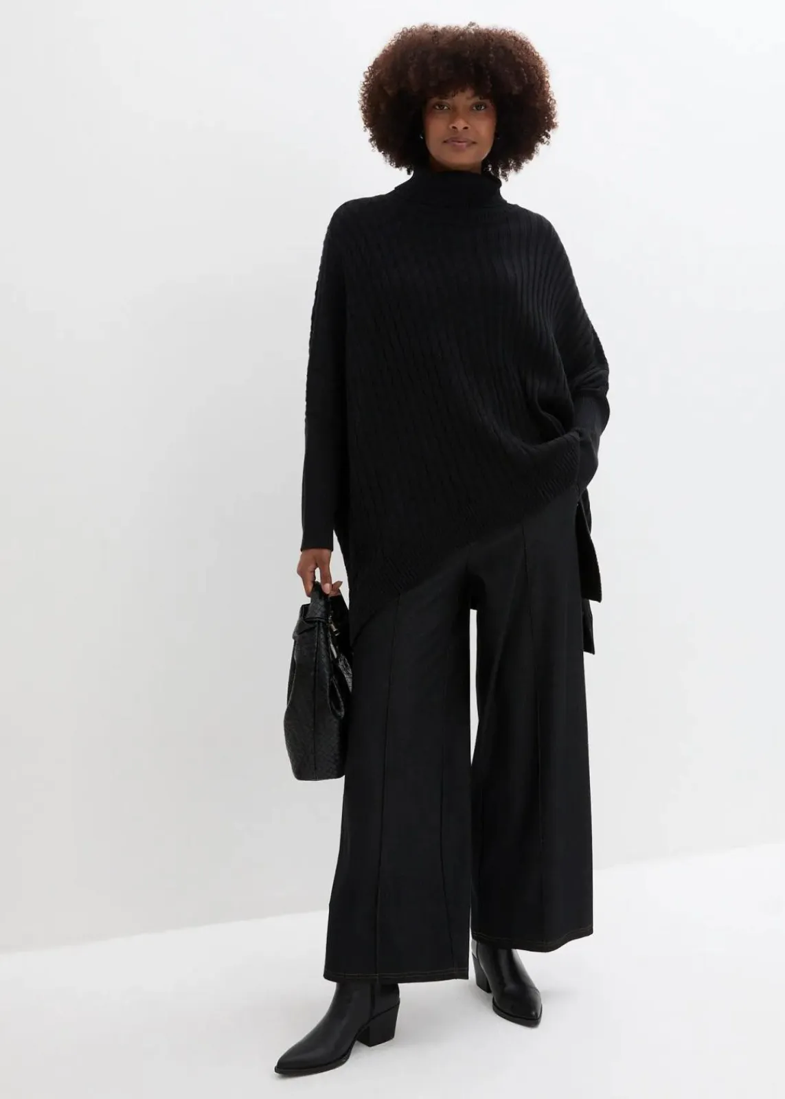 bonprix Bekleidung·Umstandsmode|Strickmode^Oversize-Poncho Pullover schwarz