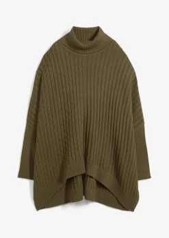 bonprix Pullover & Strickjacken|Bekleidung·Jeans^Oversize-Poncho Pullover dunkeloliv