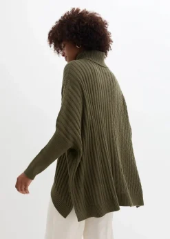 bonprix Pullover & Strickjacken|Bekleidung·Jeans^Oversize-Poncho Pullover dunkeloliv