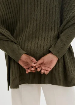 bonprix Pullover & Strickjacken|Bekleidung·Jeans^Oversize-Poncho Pullover dunkeloliv