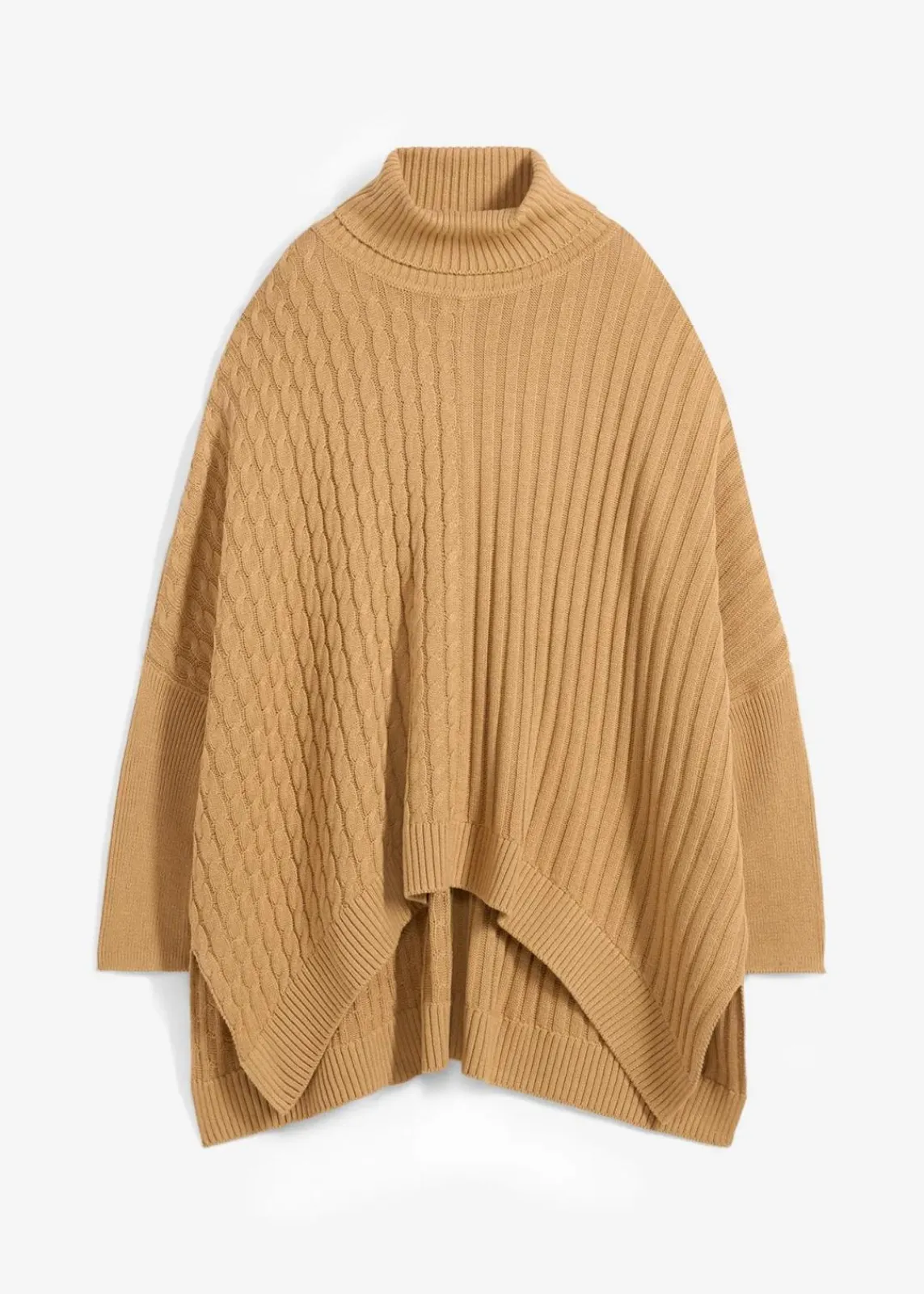 bonprix Pullover & Strickjacken|Bekleidung·Jeans^Oversize-Poncho Pullover cappuccino