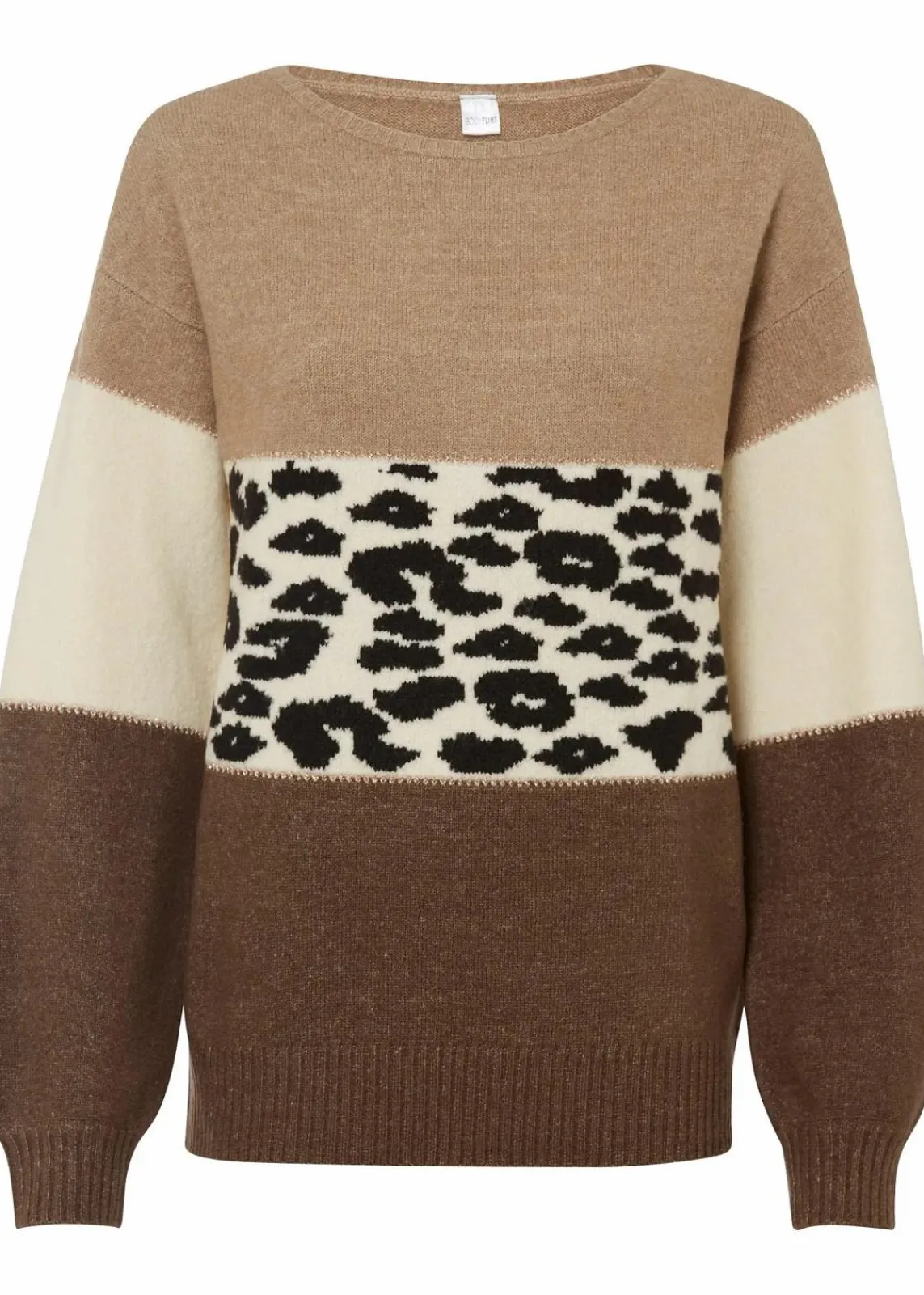 bonprix Pullover & Strickjacken|Bekleidung·Jeans^Oversize-Pullover braun/taupe/creme leo