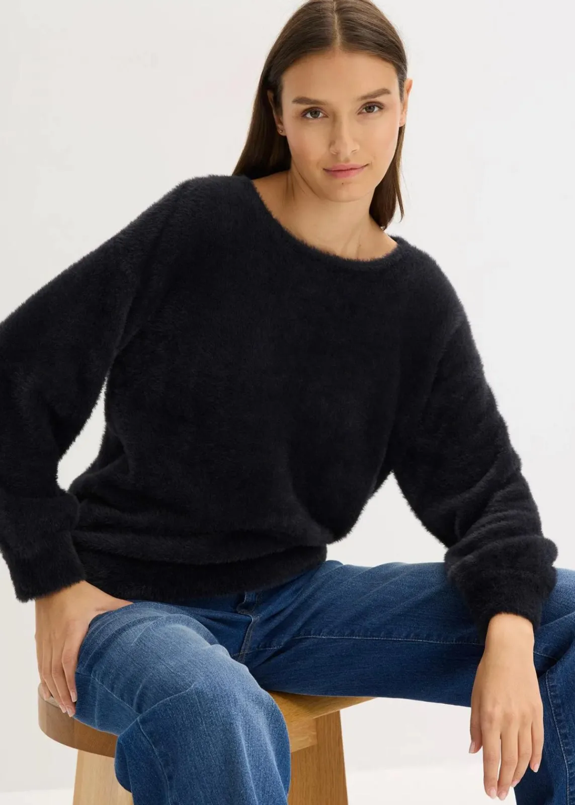 bonprix Bekleidung·Umstandsmode|Strickmode^Oversize-Pullover schwarz