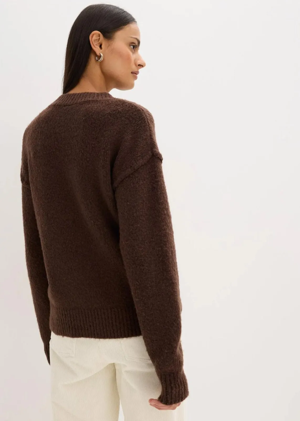 bonprix Pullover & Strickjacken|Strickmode^Oversize-Pullover dunkelbraun meliert