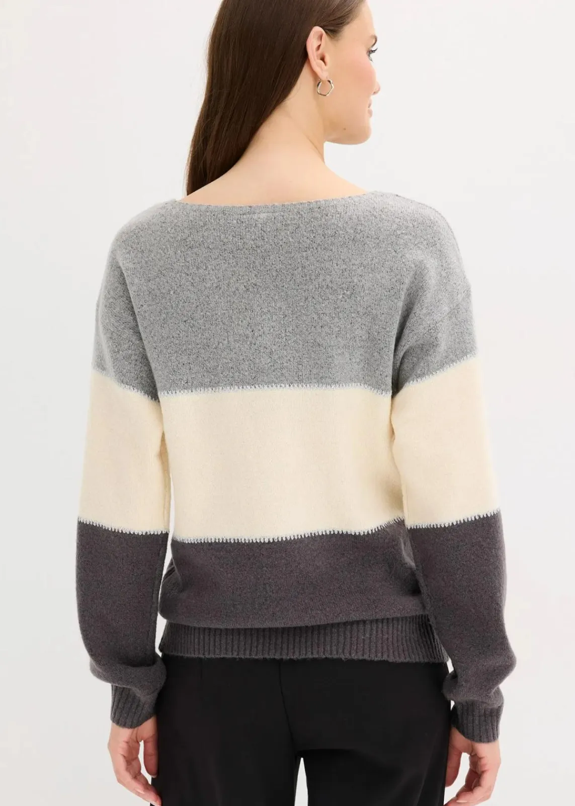 bonprix Bekleidung·Umstandsmode|Strickmode^Oversize-Pullover grau meliert/anthrazit meliert leo