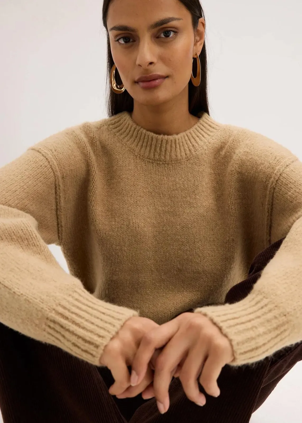 bonprix Bekleidung·Umstandsmode|Bekleidung·Jeans^Oversize-Pullover hellkhaki meliert