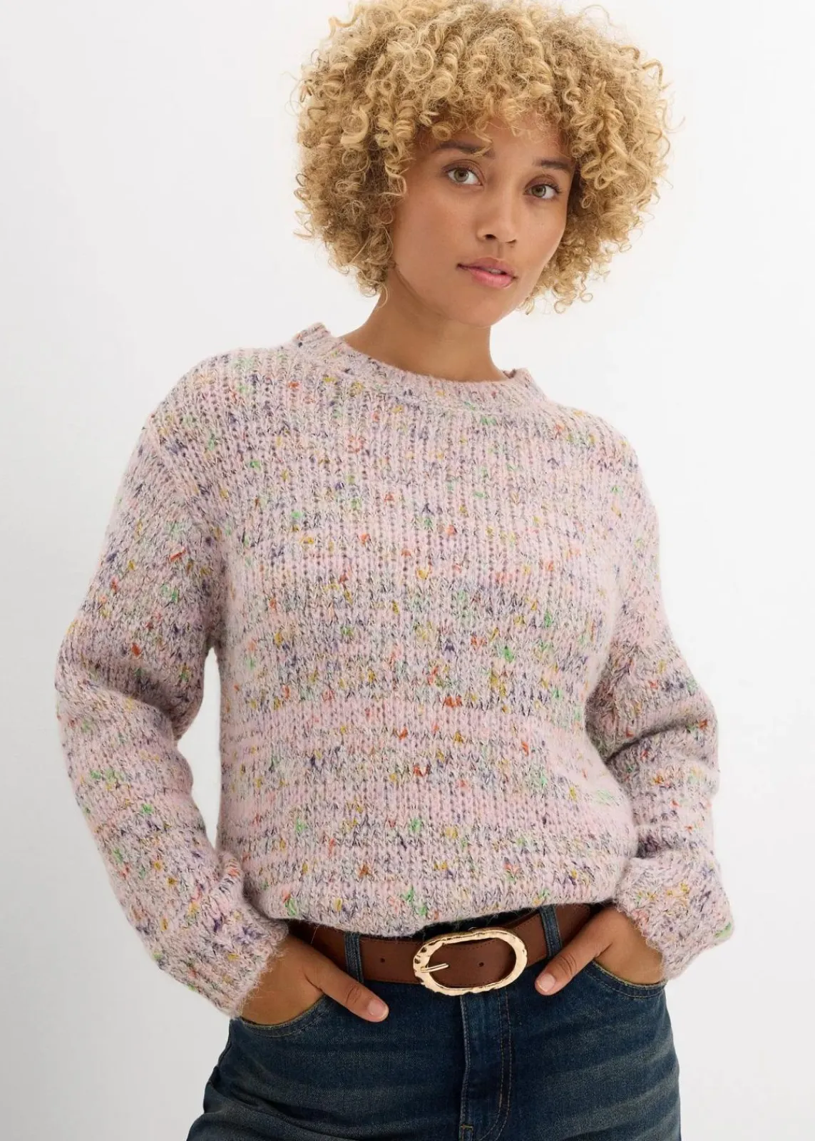 bonprix Bekleidung·Umstandsmode|Bekleidung·Jeans^Oversize-Pullover aus Noppengarn teerose meliert