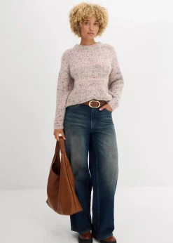 bonprix Bekleidung·Umstandsmode|Bekleidung·Jeans^Oversize-Pullover aus Noppengarn teerose meliert