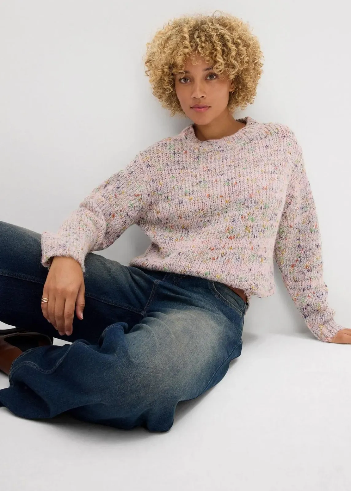 bonprix Bekleidung·Umstandsmode|Bekleidung·Jeans^Oversize-Pullover aus Noppengarn teerose meliert