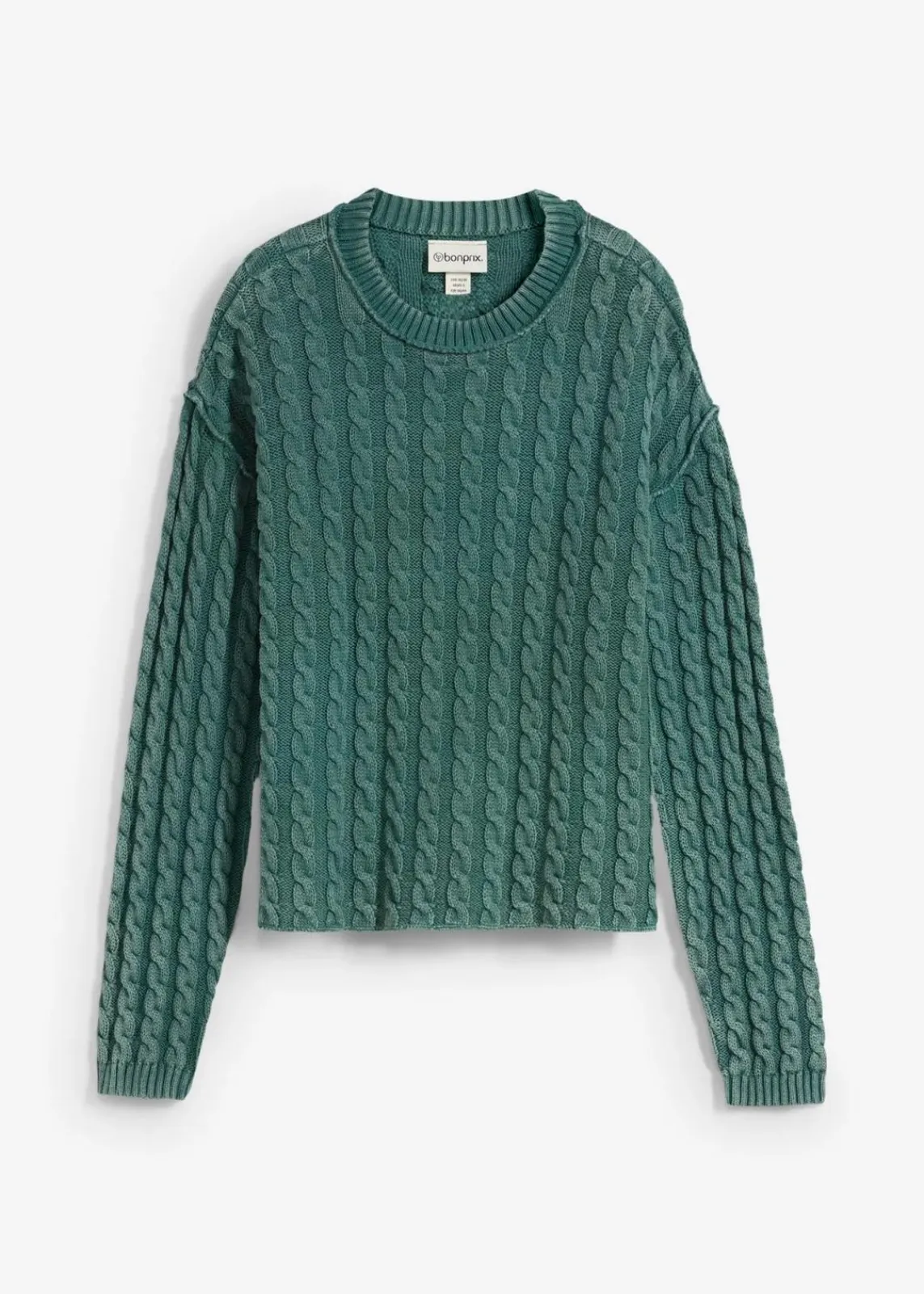 bonprix Strickmode|Pullover & Strickjacken^Oversize-Pullover aus reiner Baumwolle graugrün