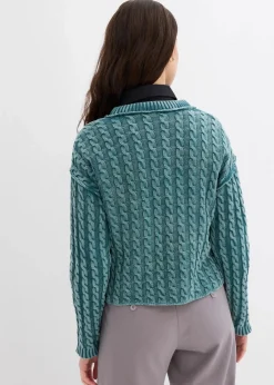 bonprix Strickmode|Pullover & Strickjacken^Oversize-Pullover aus reiner Baumwolle graugrün